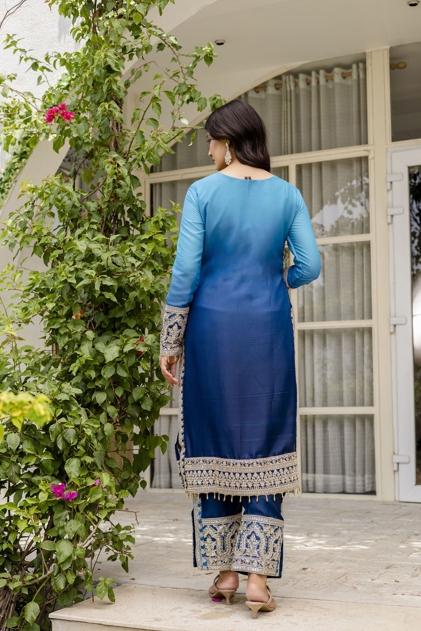 Awesome Royal Blue pedding Embroidery Sequence Work Festival Wear Pant Suit