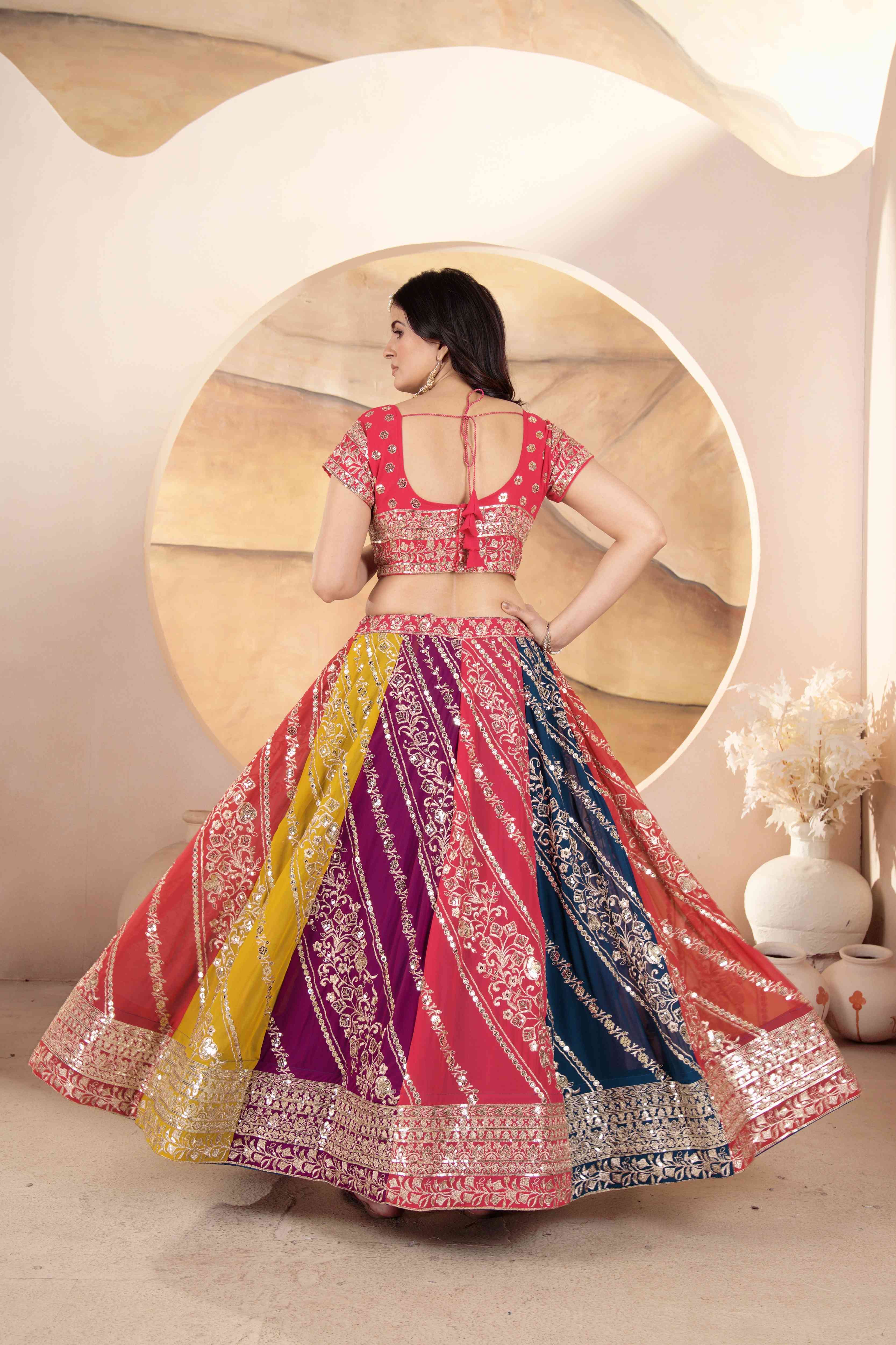 Magical Multicolor Georgette Embroidery Designer Festival Wear Lehenga Choli with Dupatta
