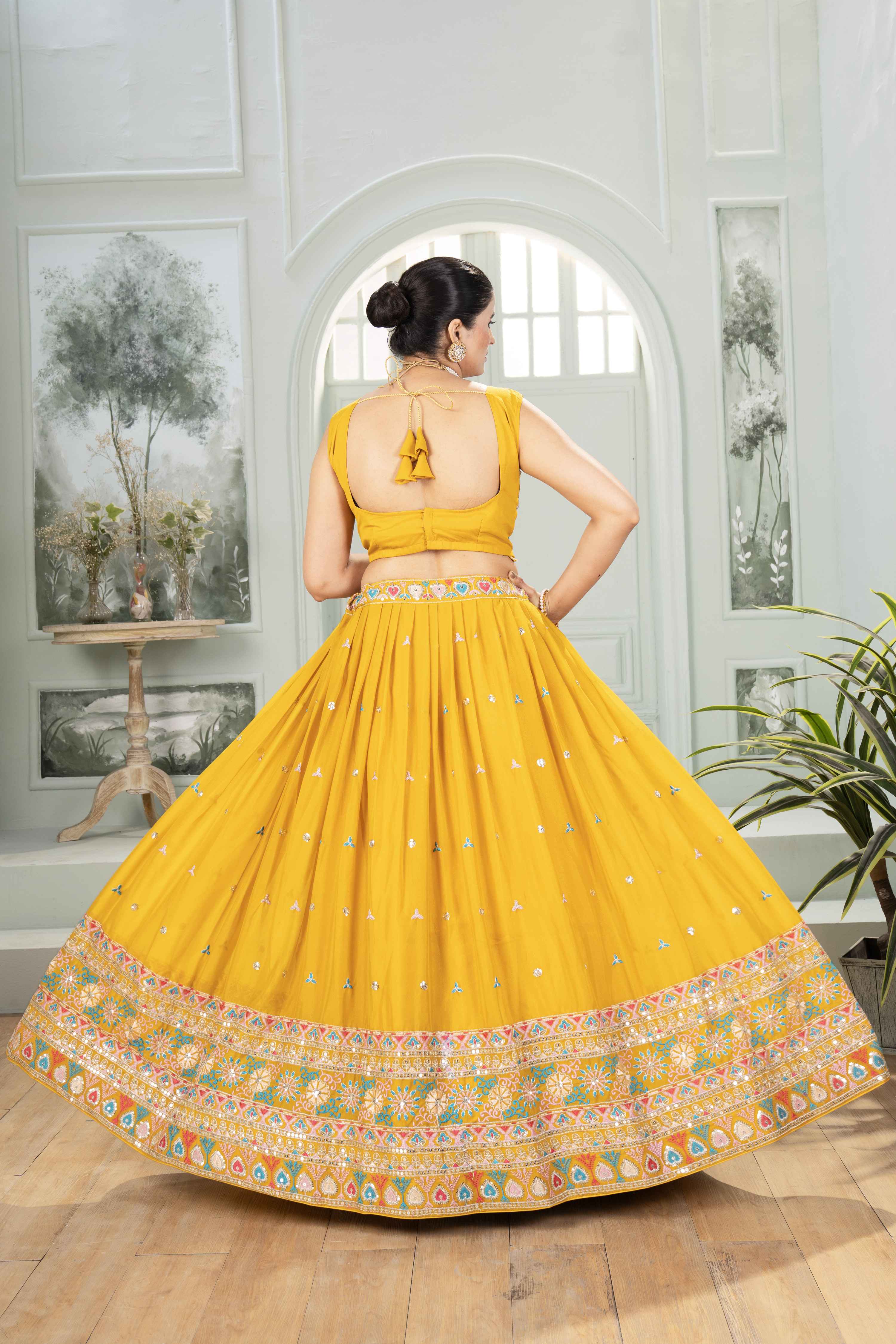 Mustard Marigold Embroidered Lehenga
