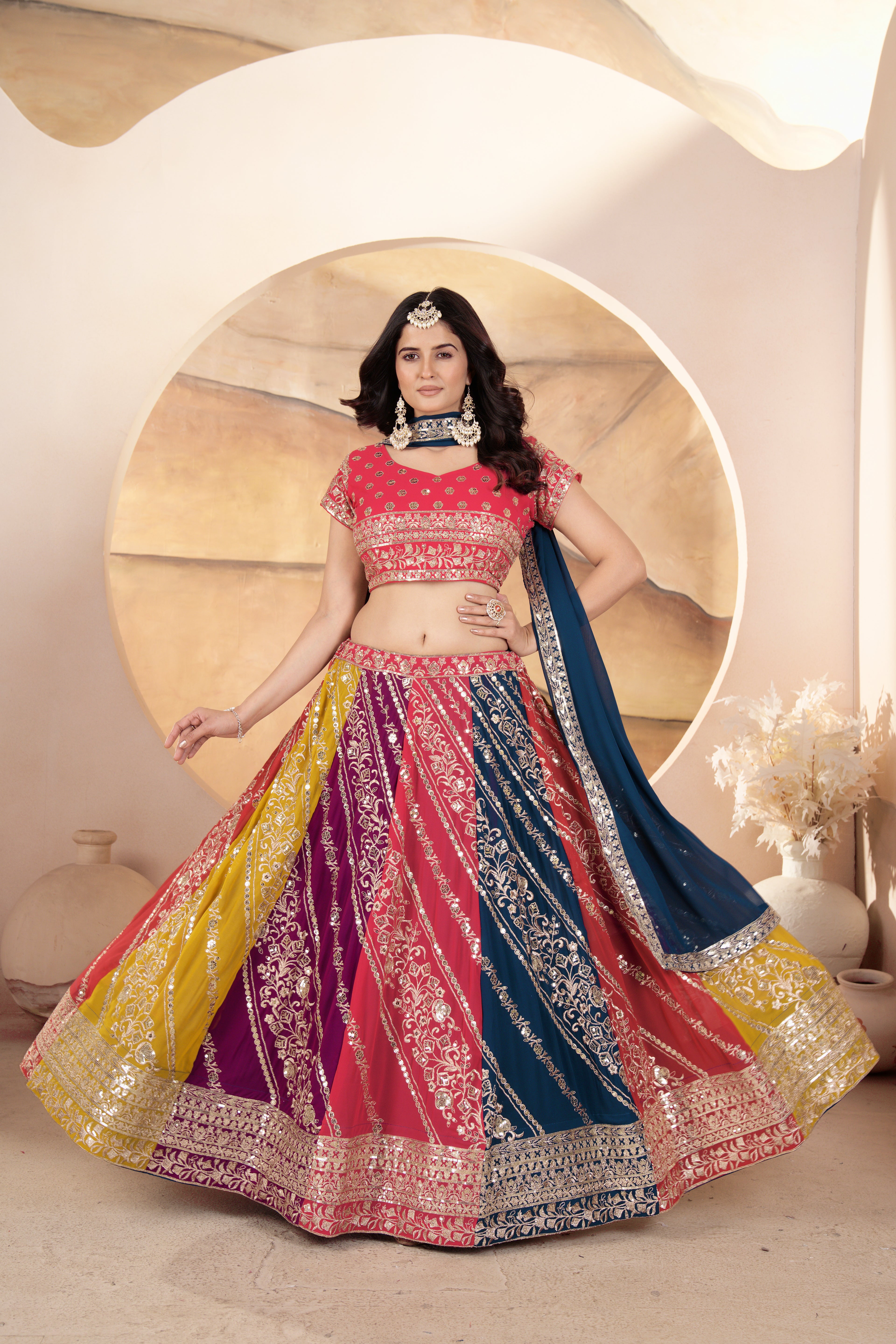 Magical Multicolor Georgette Embroidery Designer Festival Wear Lehenga Choli with Dupatta