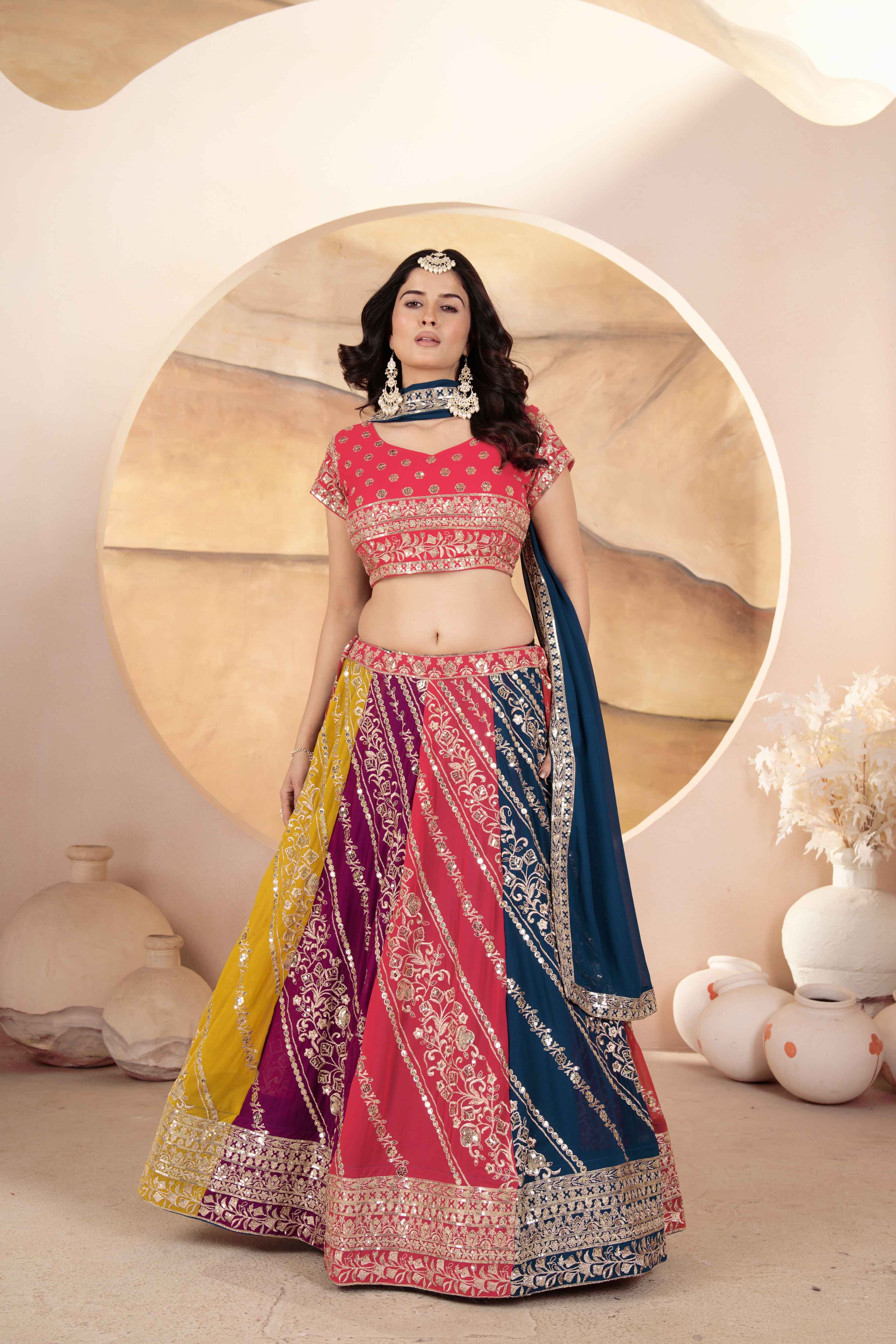 Magical Multicolor Georgette Embroidery Designer Festival Wear Lehenga Choli with Dupatta