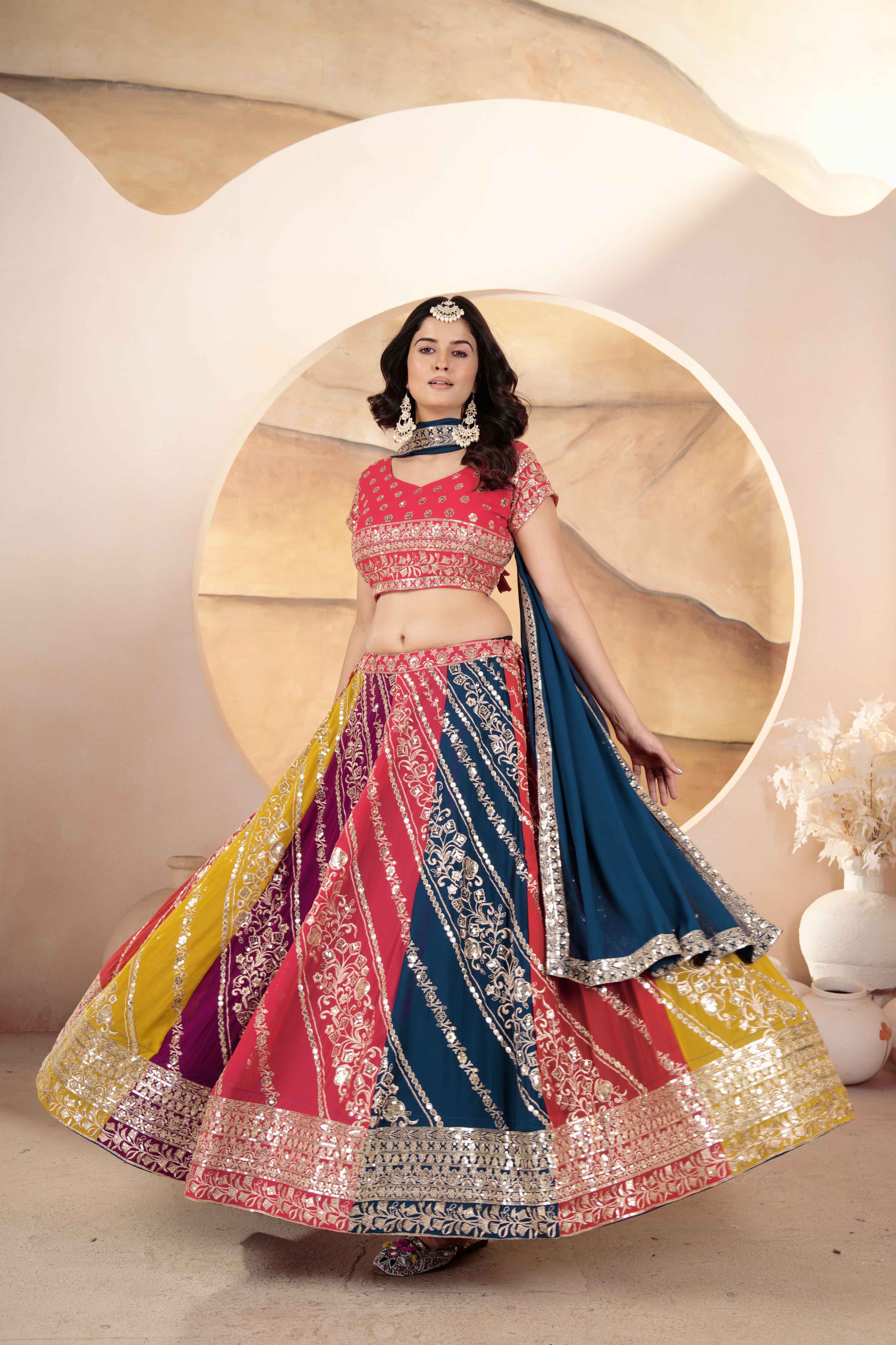 Magical Multicolor Georgette Embroidery Designer Festival Wear Lehenga Choli with Dupatta