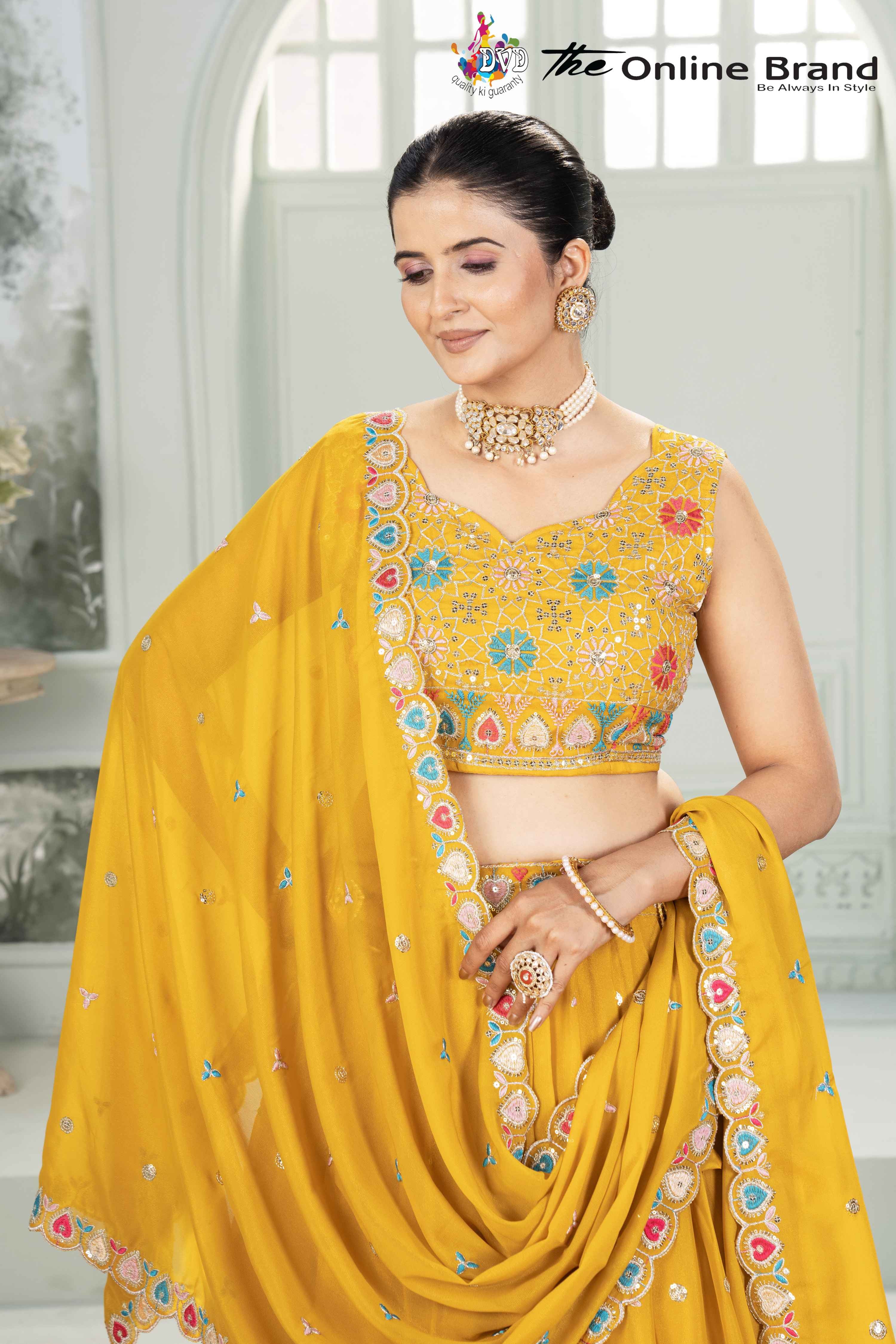 Mustard Marigold Embroidered Lehenga