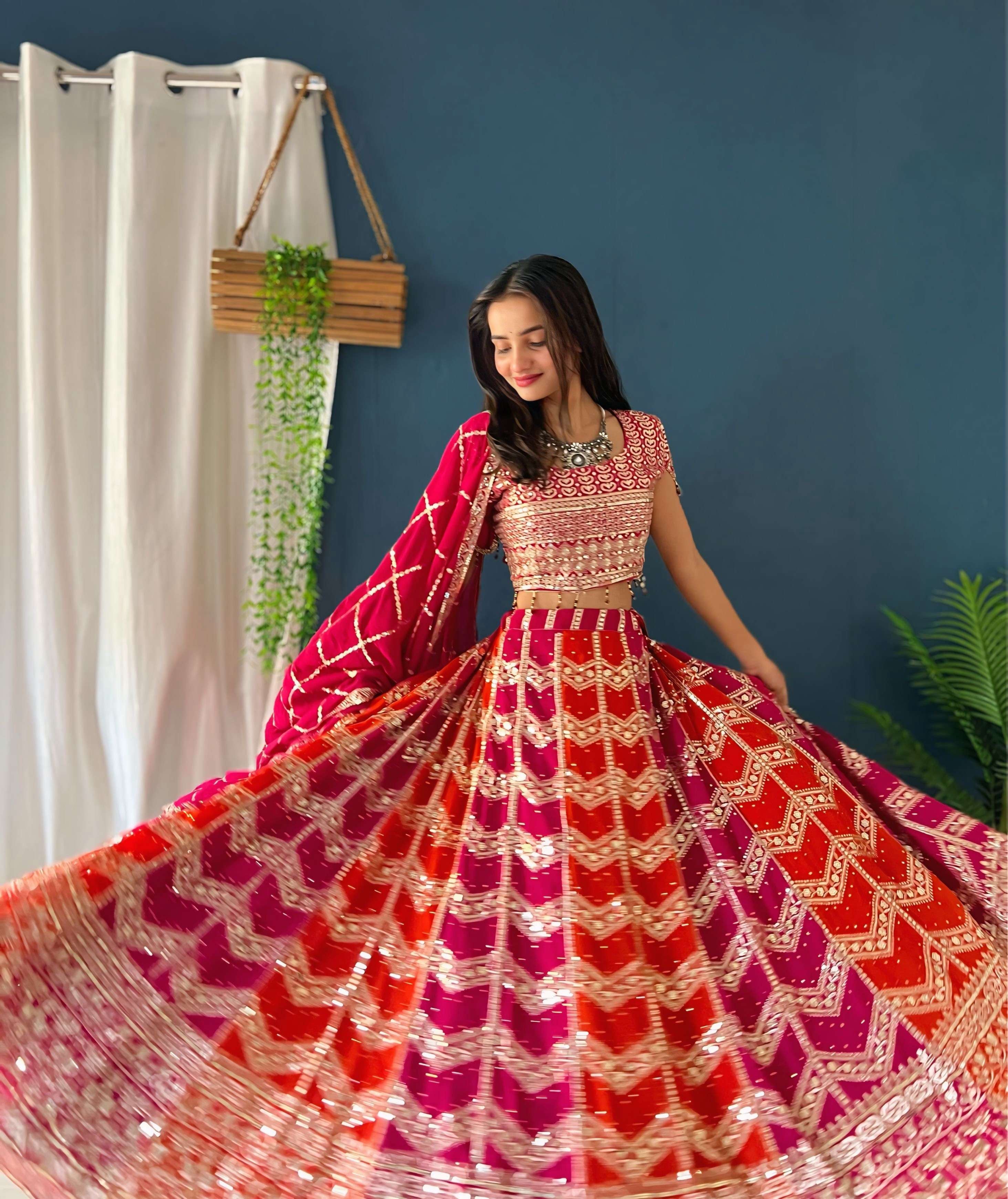 Crimson Radiance Embroidered Designer Wedding Wear Lehenga Choli With Dupatta