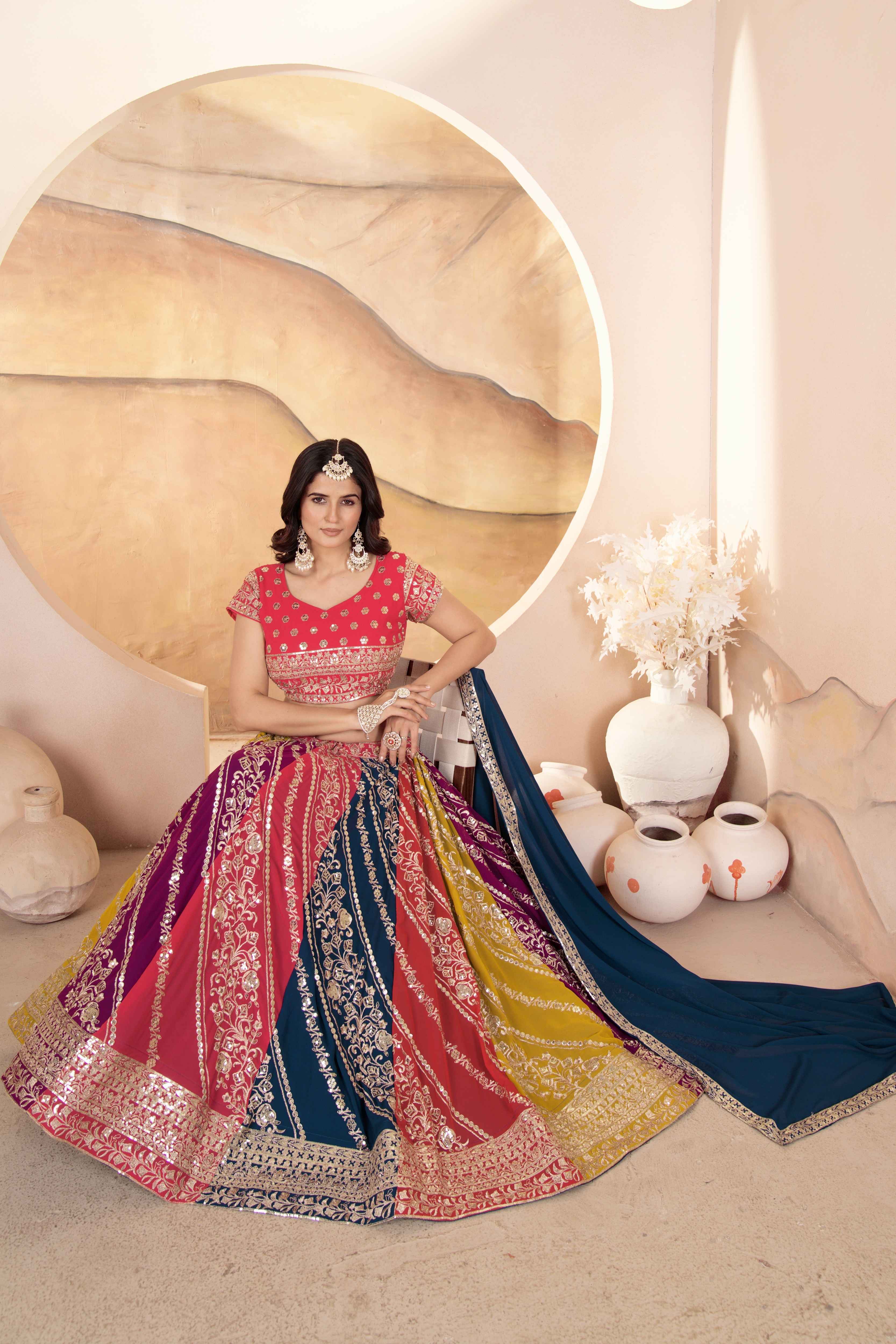 Magical Multicolor Georgette Embroidery Designer Festival Wear Lehenga Choli with Dupatta