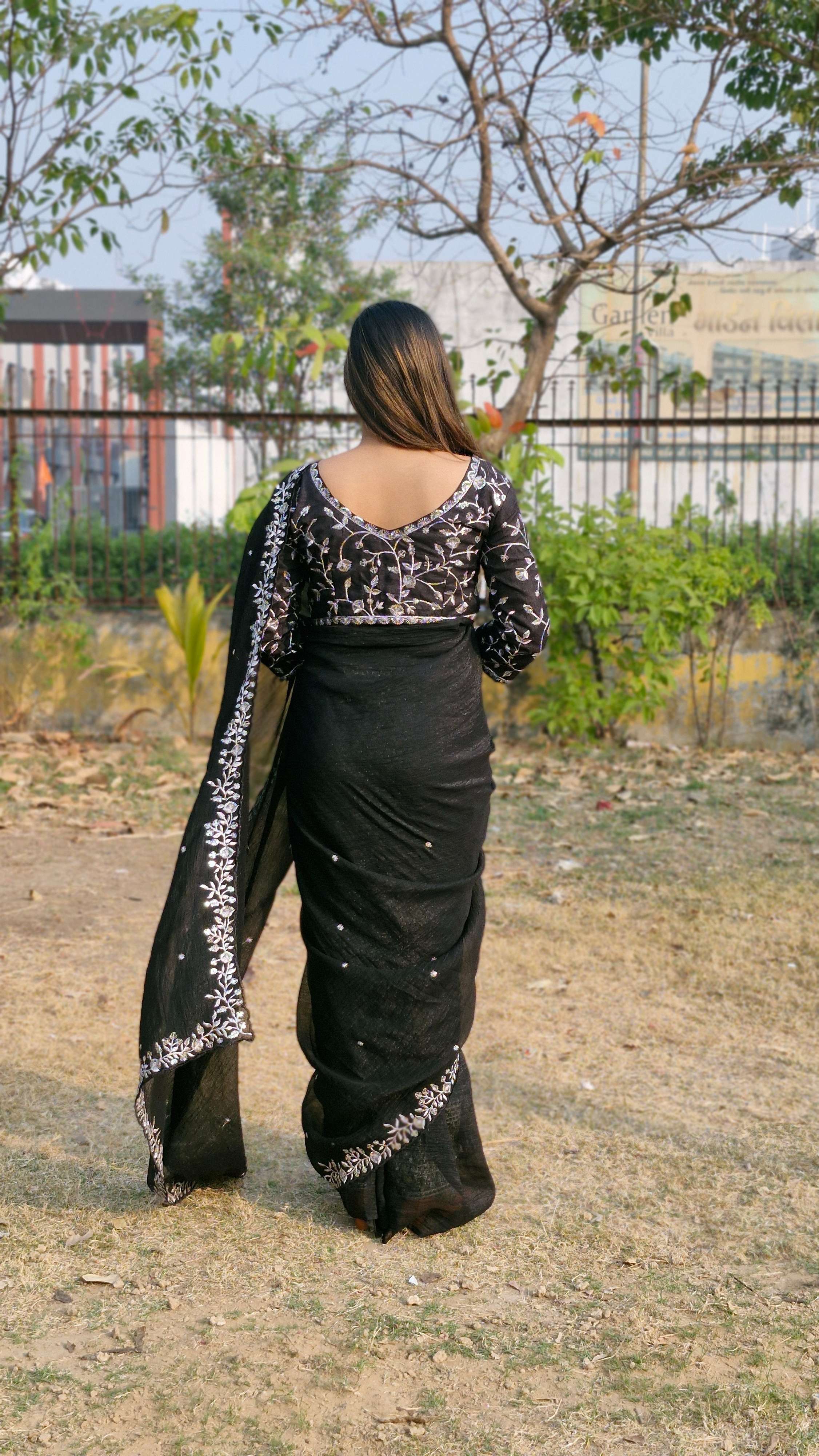 Lovely Black Candy Crush Sequence C Pallu Party Wear Saree With Embroidery Blouse