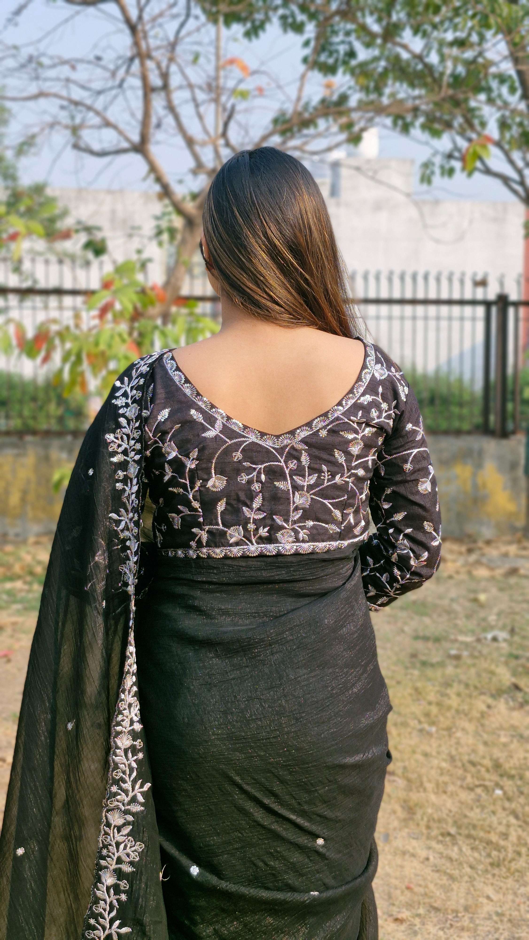 Lovely Black Candy Crush Sequence C Pallu Party Wear Saree With Embroidery Blouse