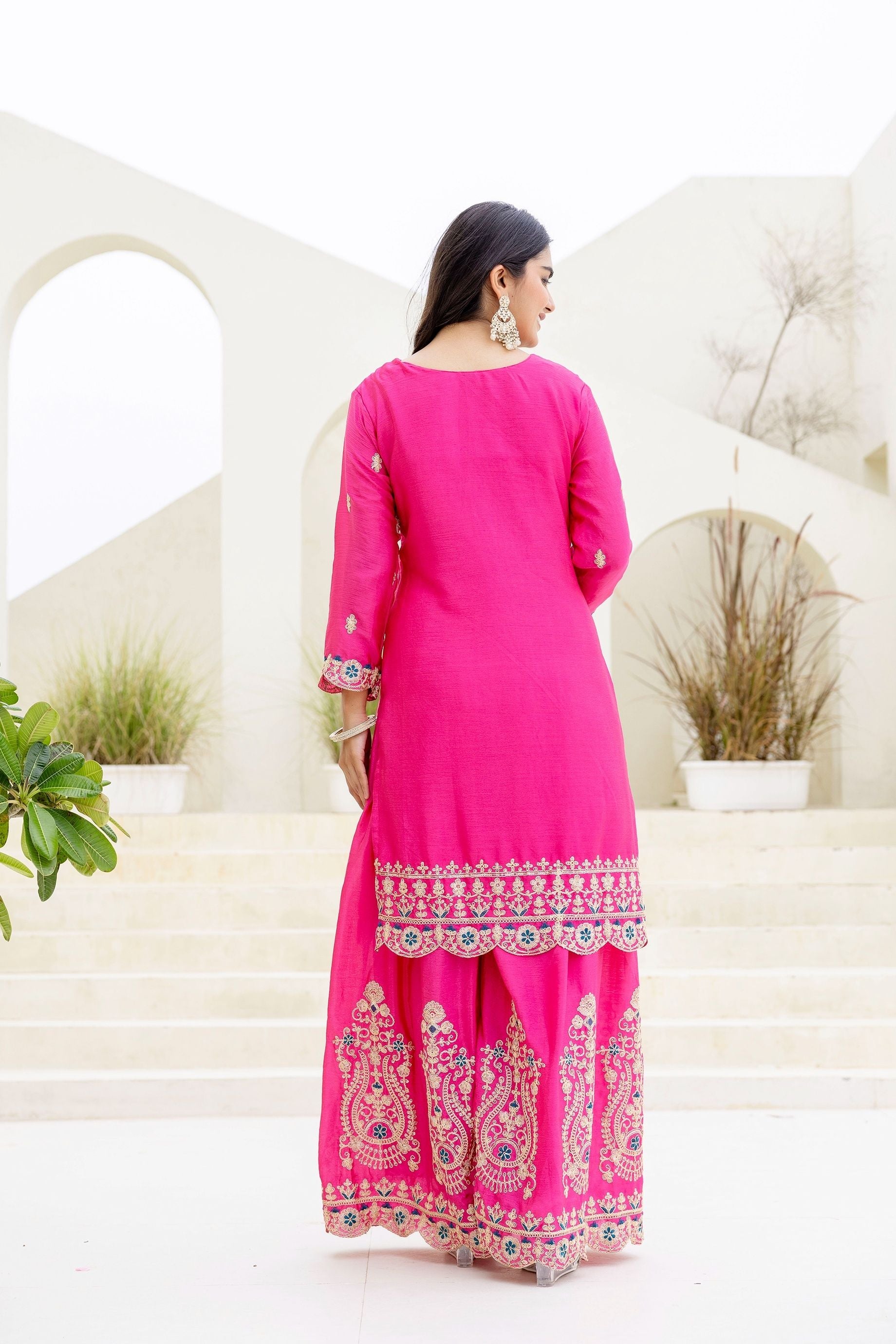 Fablous Rani Embroidered Sequence Designer Salwar Suit With Contrast Blue Dupatta