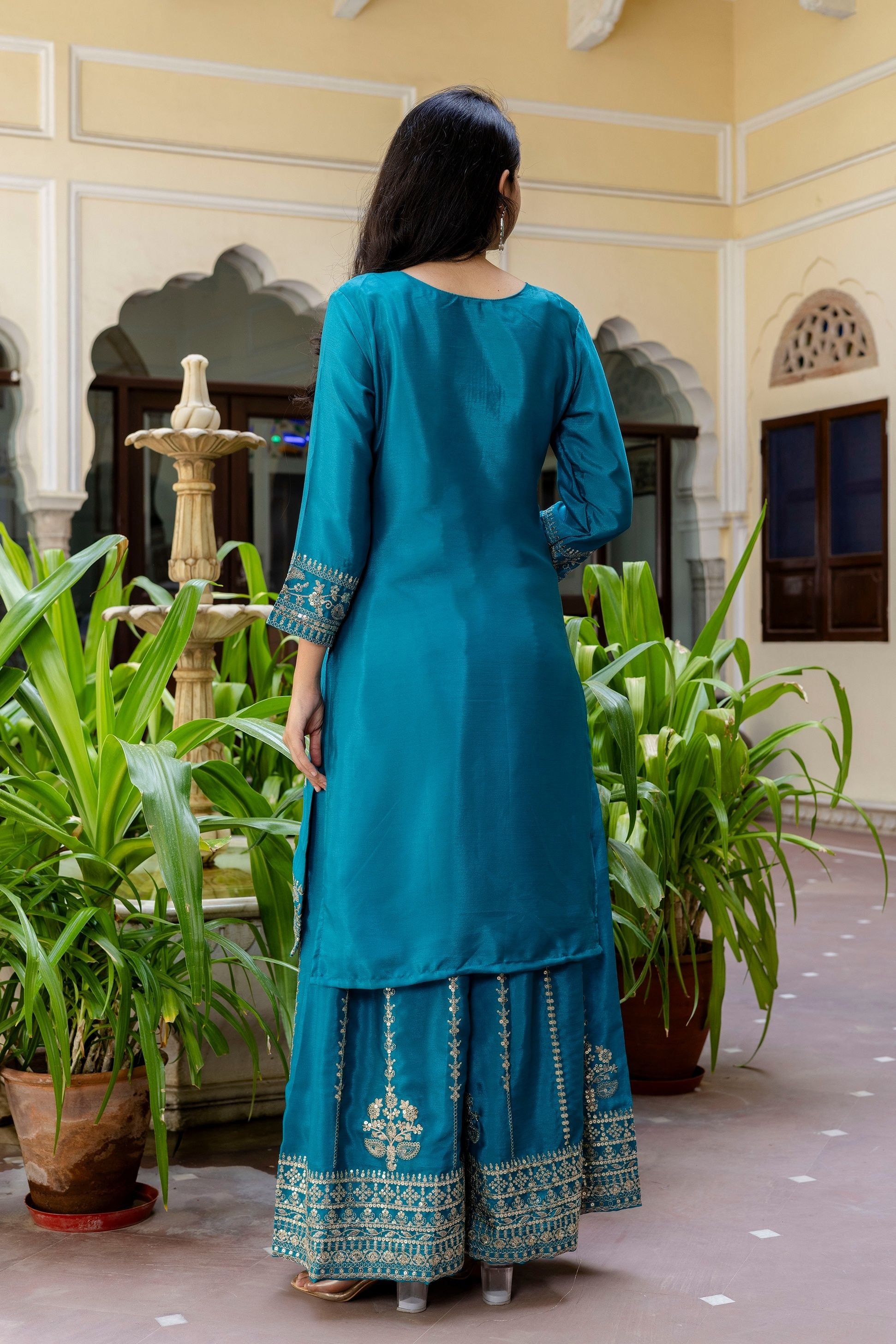 Royal Blue Embroidered Sequence Zari Designer Wedding Guest Wear Salwar Suit With Dupatta