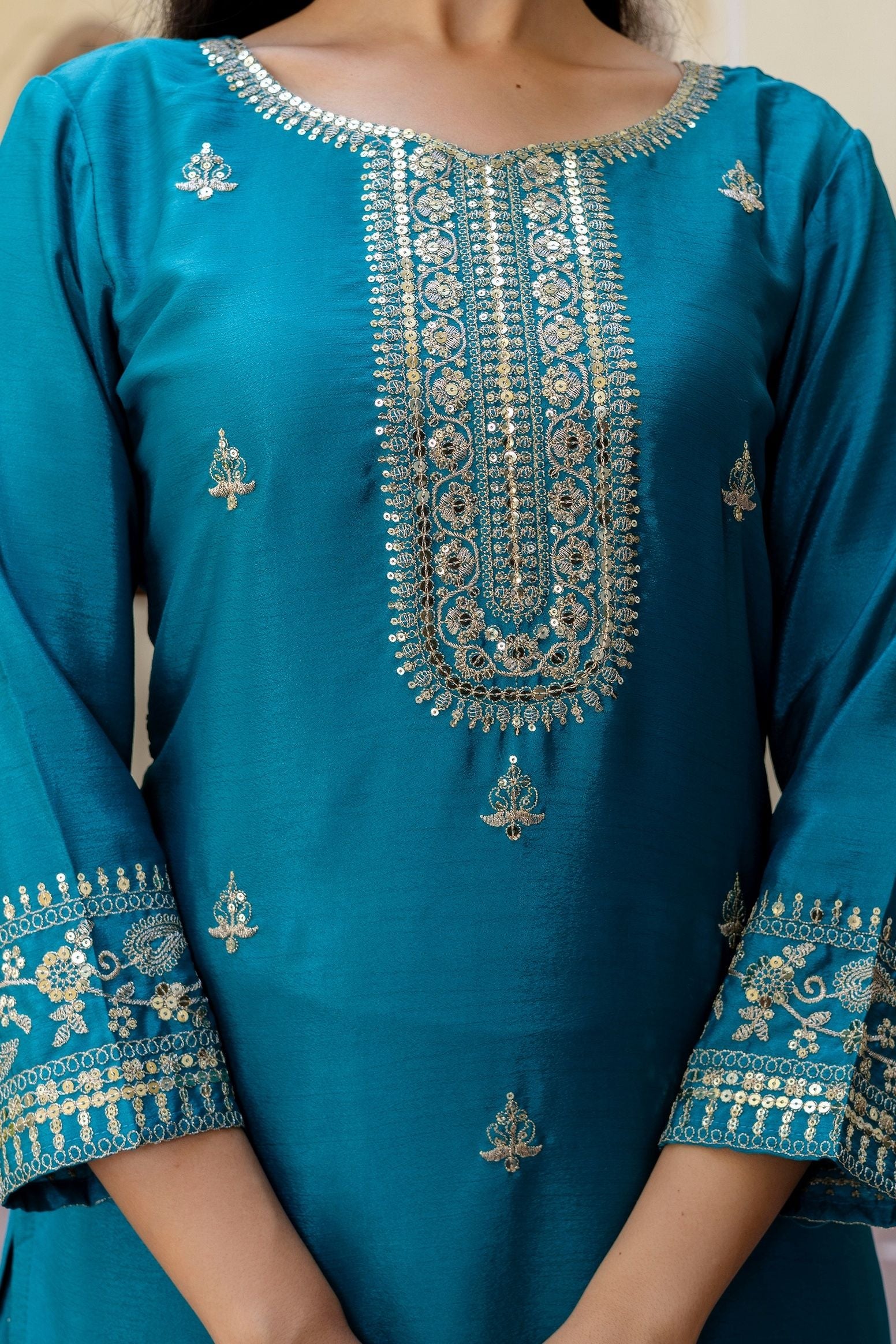 Royal Blue Embroidered Sequence Zari Designer Wedding Guest Wear Salwar Suit With Dupatta