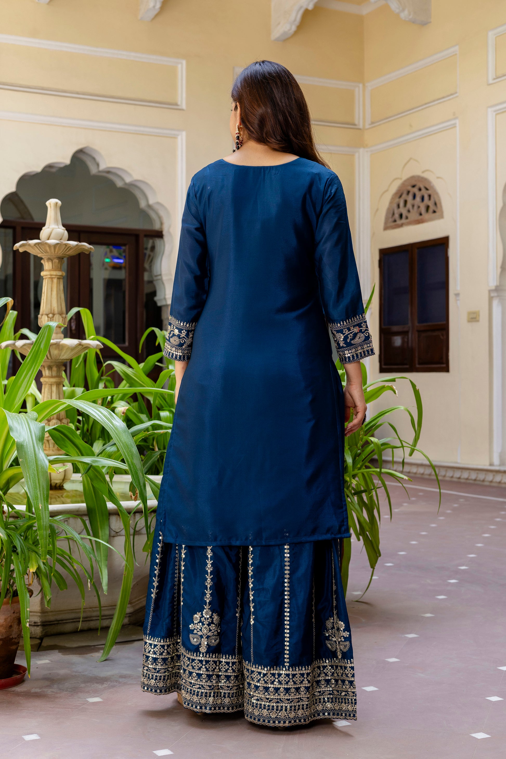 Fablous Blue Embroidered Sequence Zari Designer Traditional Wear Salwar Suit With Dupatta