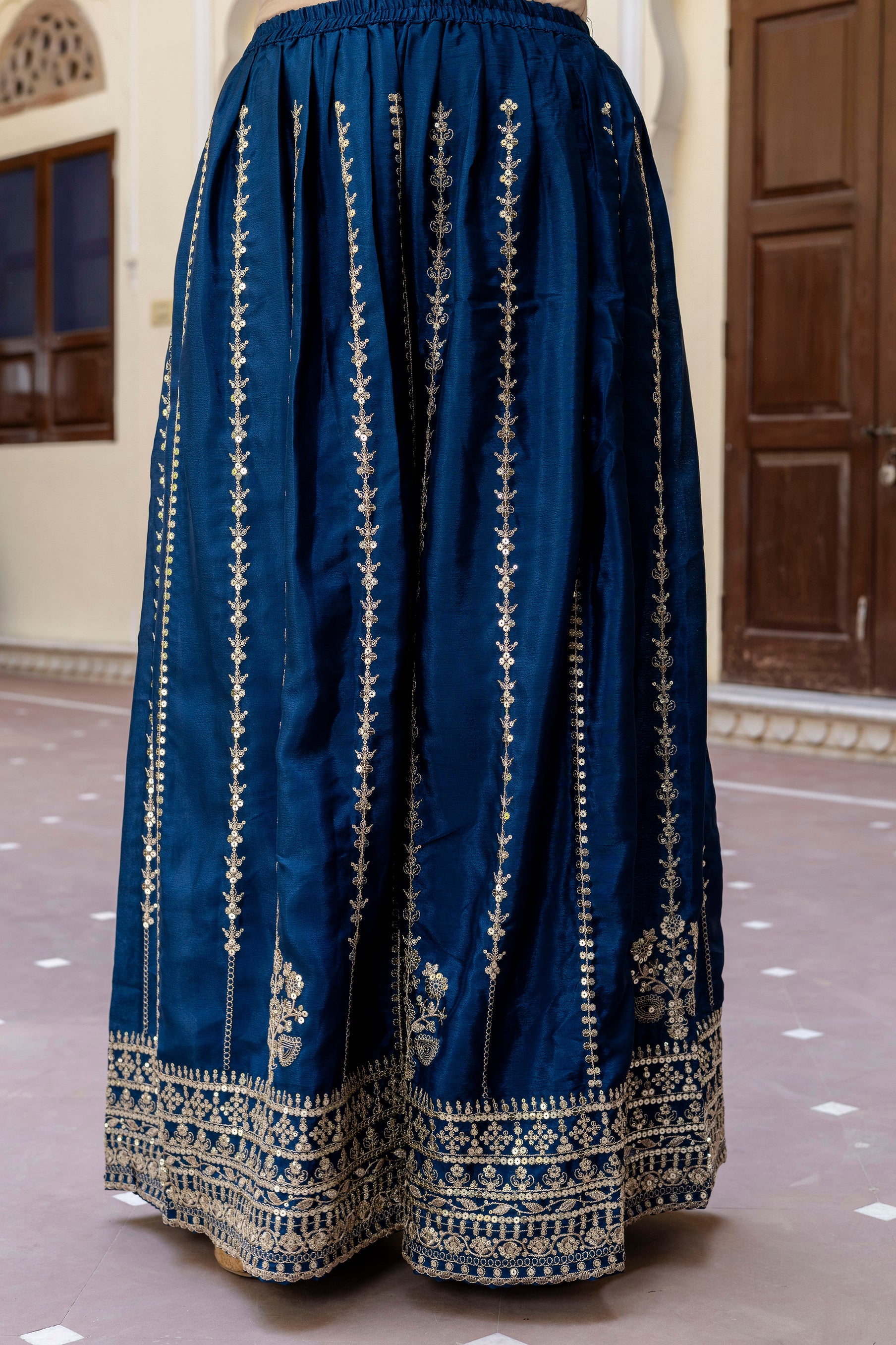 Fablous Blue Embroidered Sequence Zari Designer Traditional Wear Salwar Suit With Dupatta