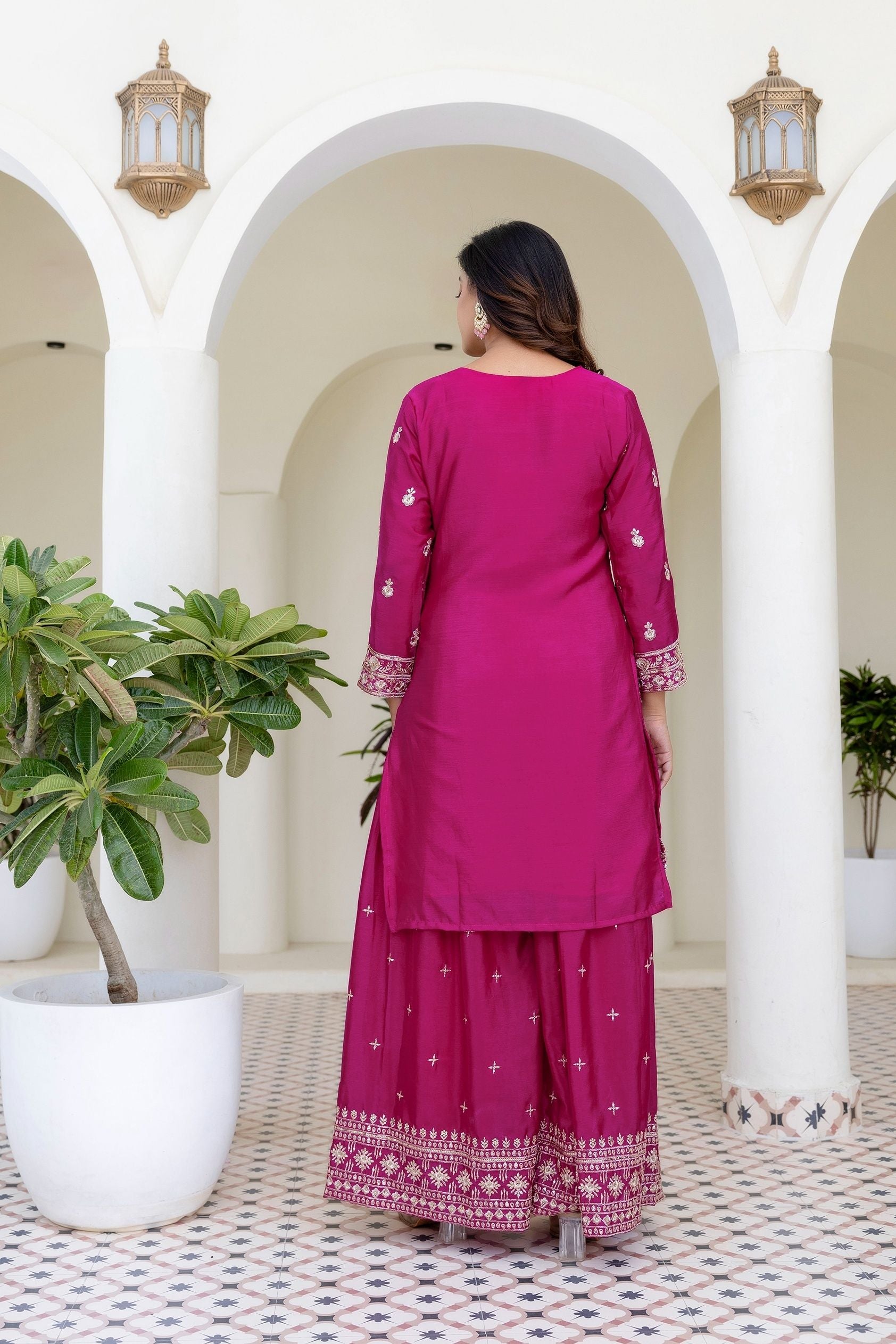 Magenta Rani Embriodered Sequence Designer Traditional Wear Salwar Suit With Dupatta