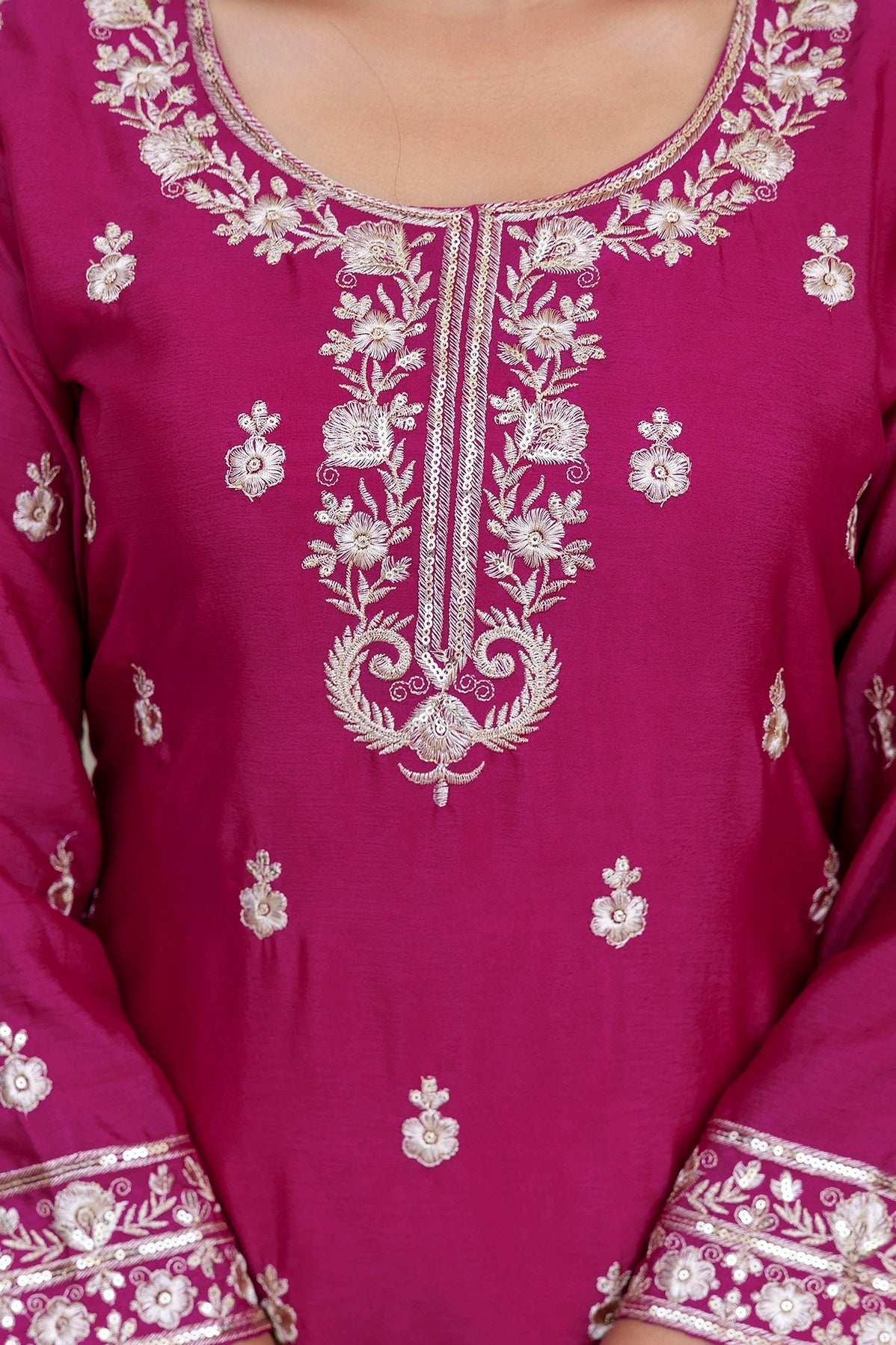 Magenta Rani Embriodered Sequence Designer Traditional Wear Salwar Suit With Dupatta
