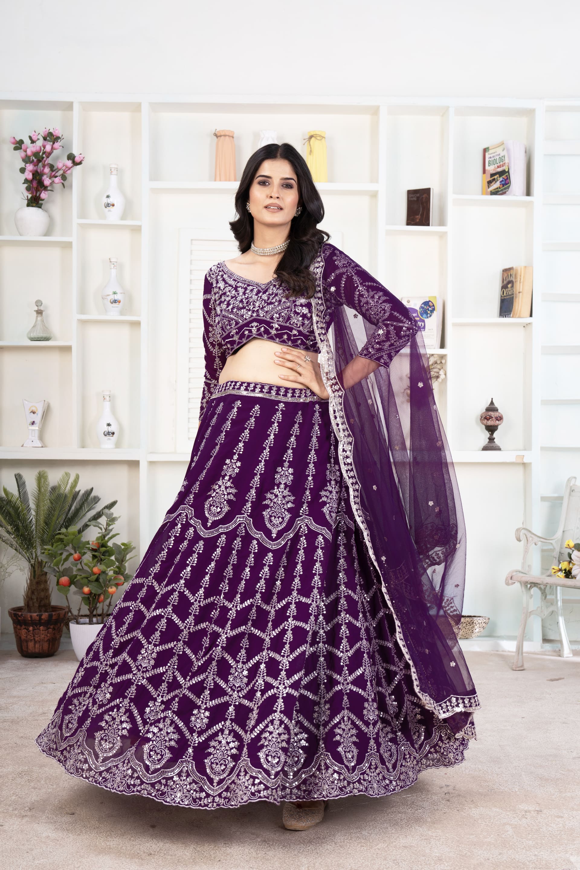 Designer Purple Lehenga with Intricate Embroidery