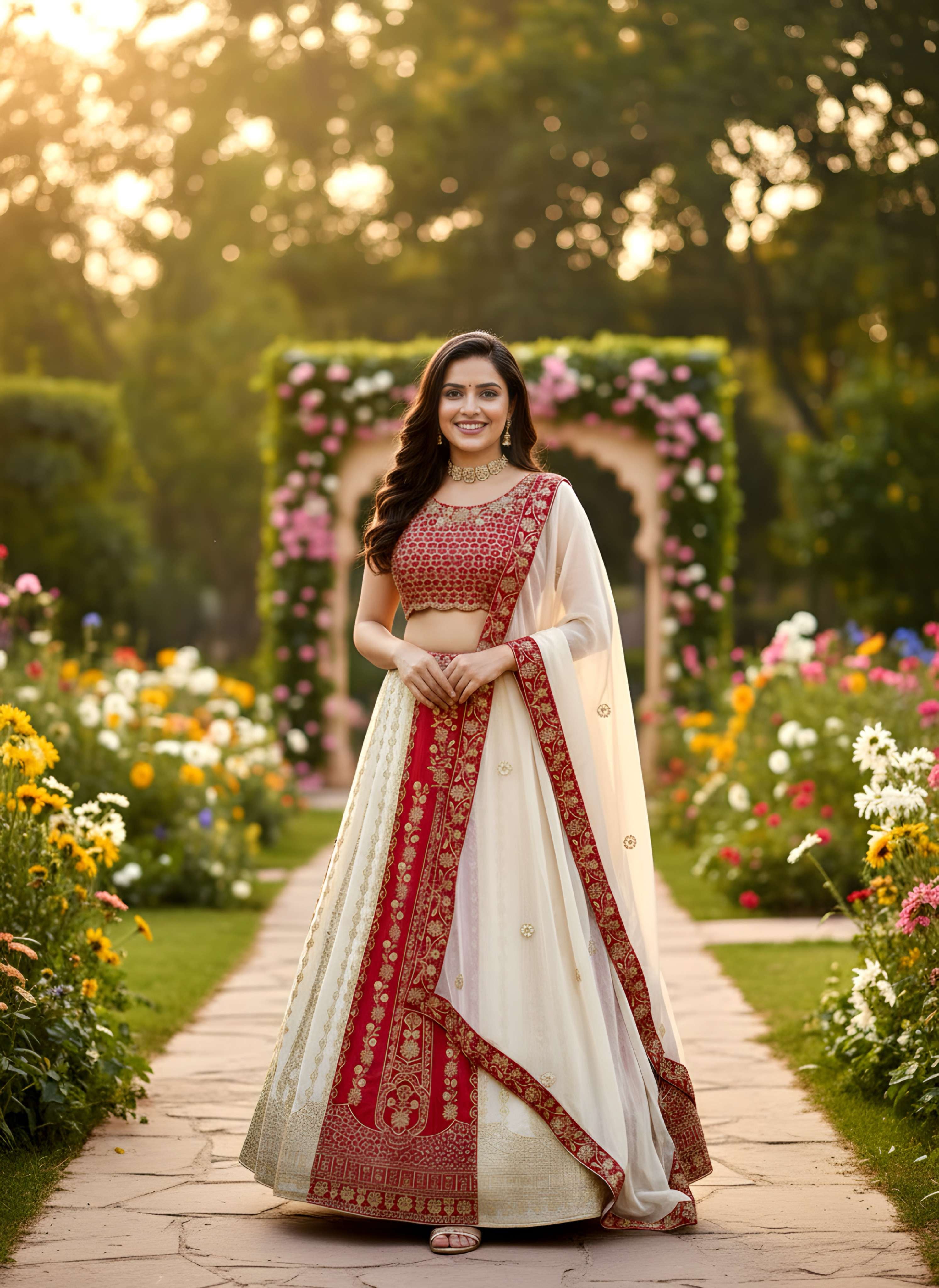 Beautiful Golden Georgette Sequence Designer Bridal Wear Lehenga Choli With Dupatta