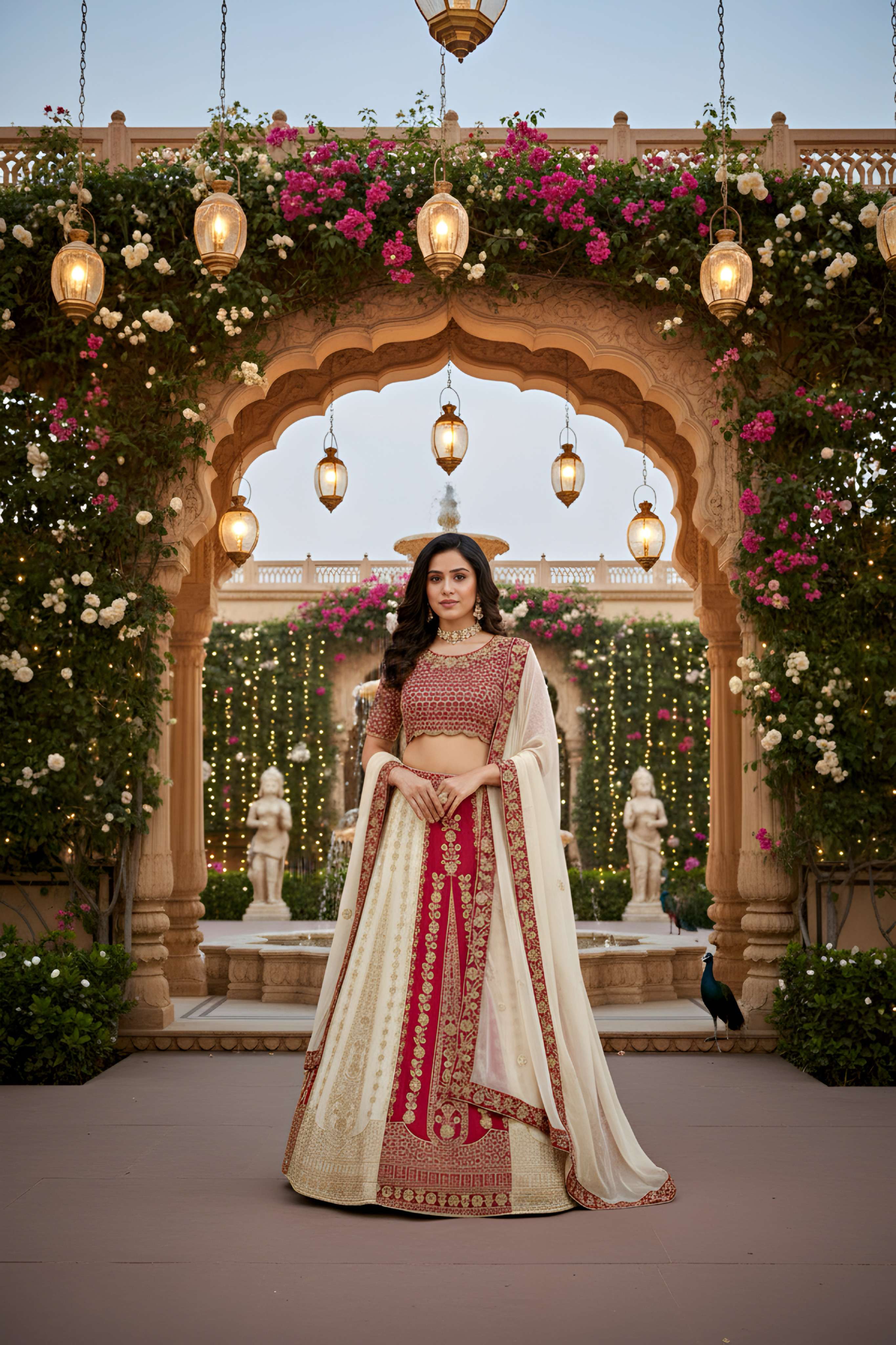Beautiful Golden Georgette Sequence Designer Bridal Wear Lehenga Choli With Dupatta