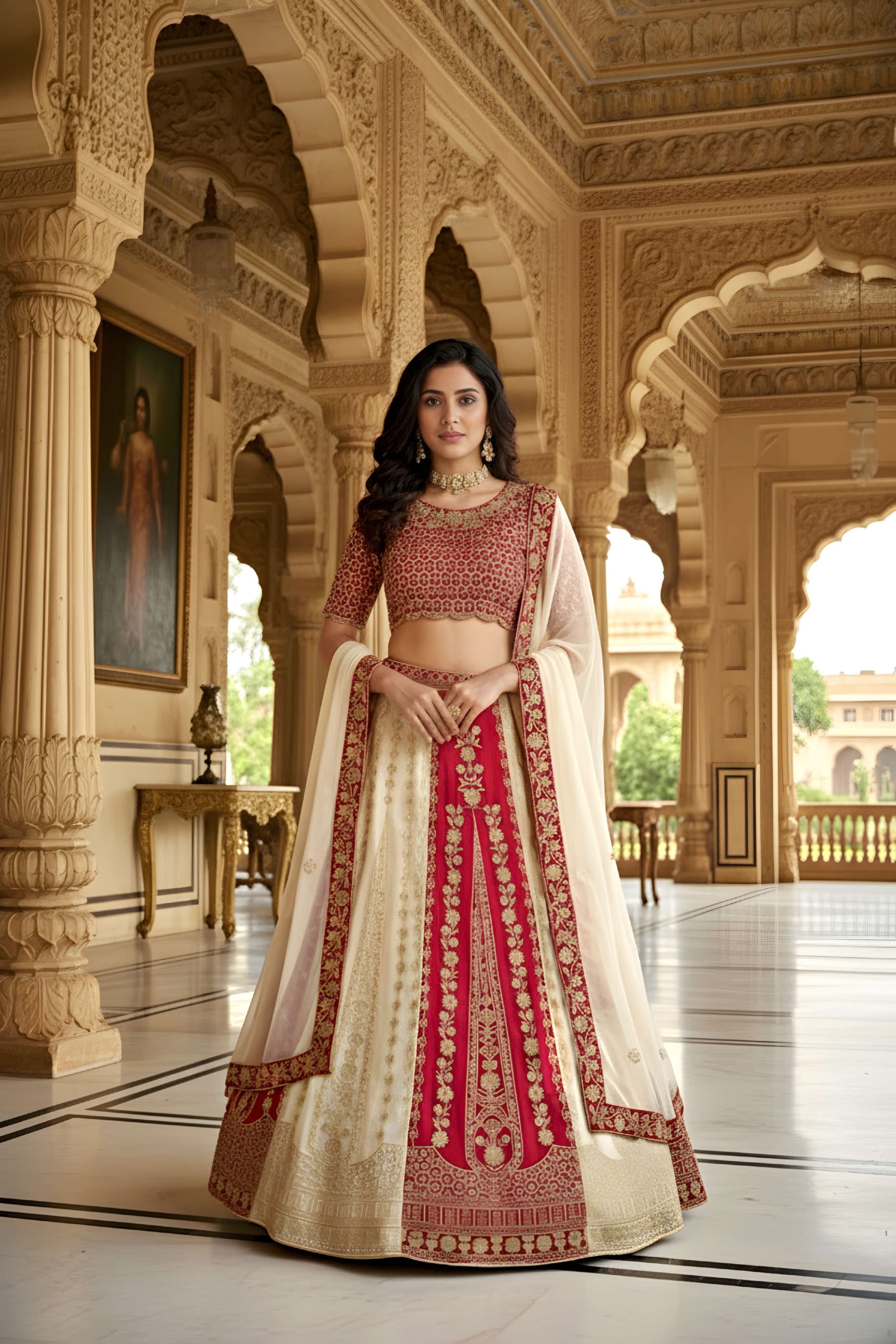 Beautiful Golden Georgette Sequence Designer Bridal Wear Lehenga Choli With Dupatta