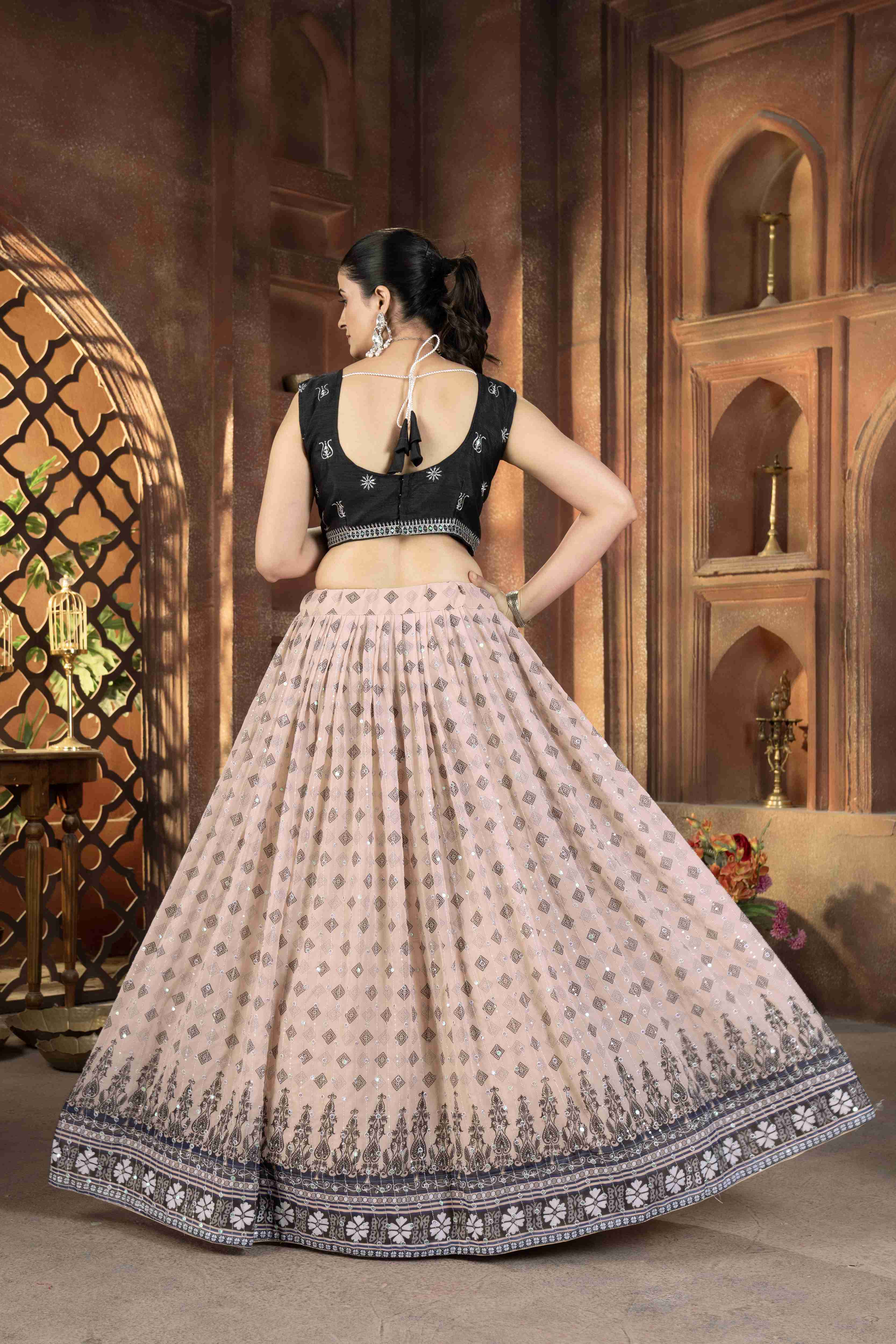 Dashing Digital Printed Embroidery Sequnece Designer Lehnega Choli With Dupatta