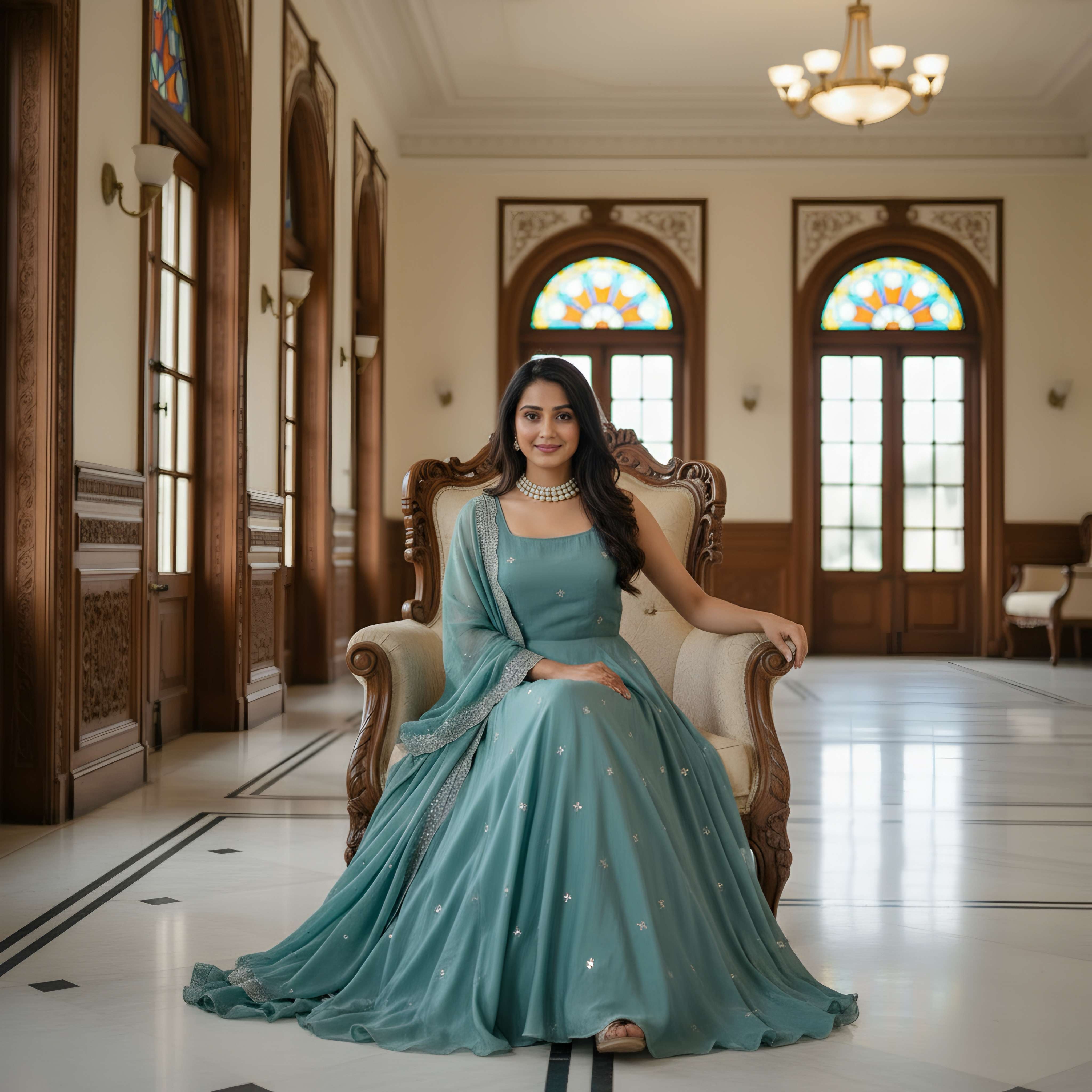 Charming Sea Green Embroidery Sequence Designer Festival Wear Anarkali Gown Pant With Dupa
