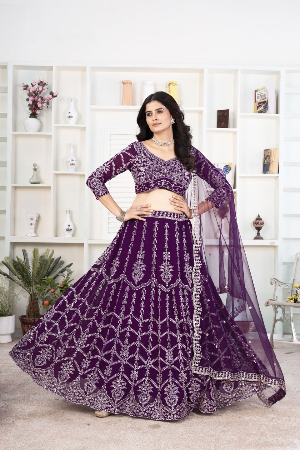 Designer Purple Lehenga with Intricate Embroidery